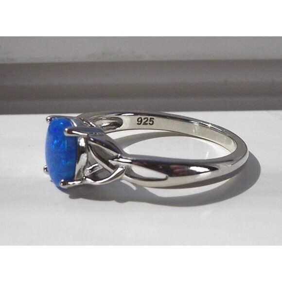 925 Sterling Silver Lab Created Blue Fire Opal - Picture 10 of 15